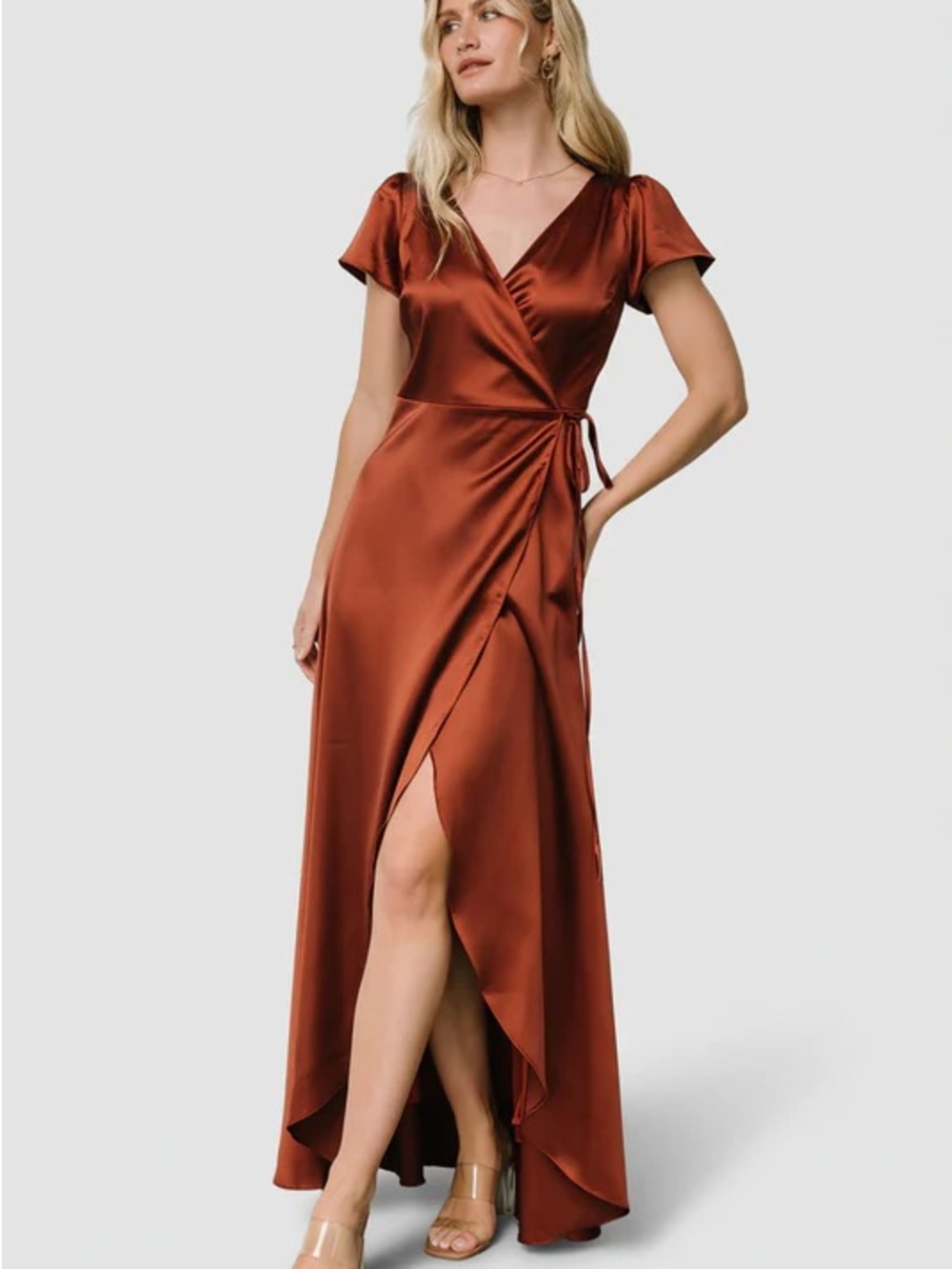 Baltic Born- Krystal Satin Wrap Gown